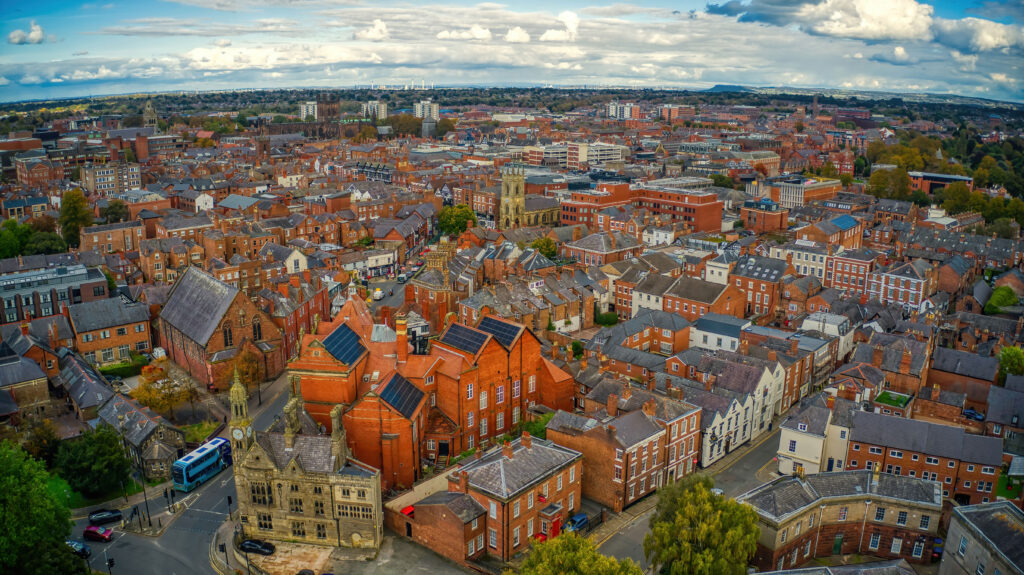 Aerial view of Wrexham North Wales